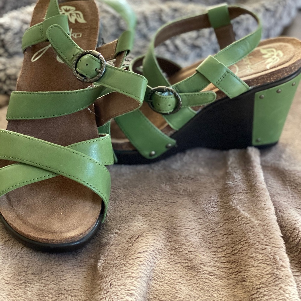 Dansko Green Wedged Heels